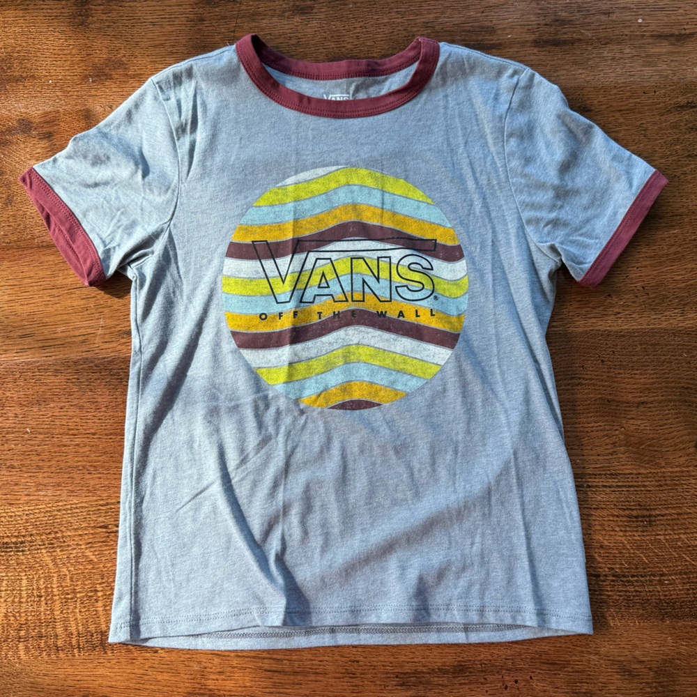 Vans Gray and Red Short Sleeve Tee Casual Style